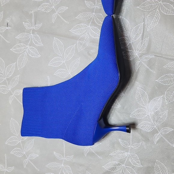 Blue High Heel Knit Boot - Picture 4 of 8